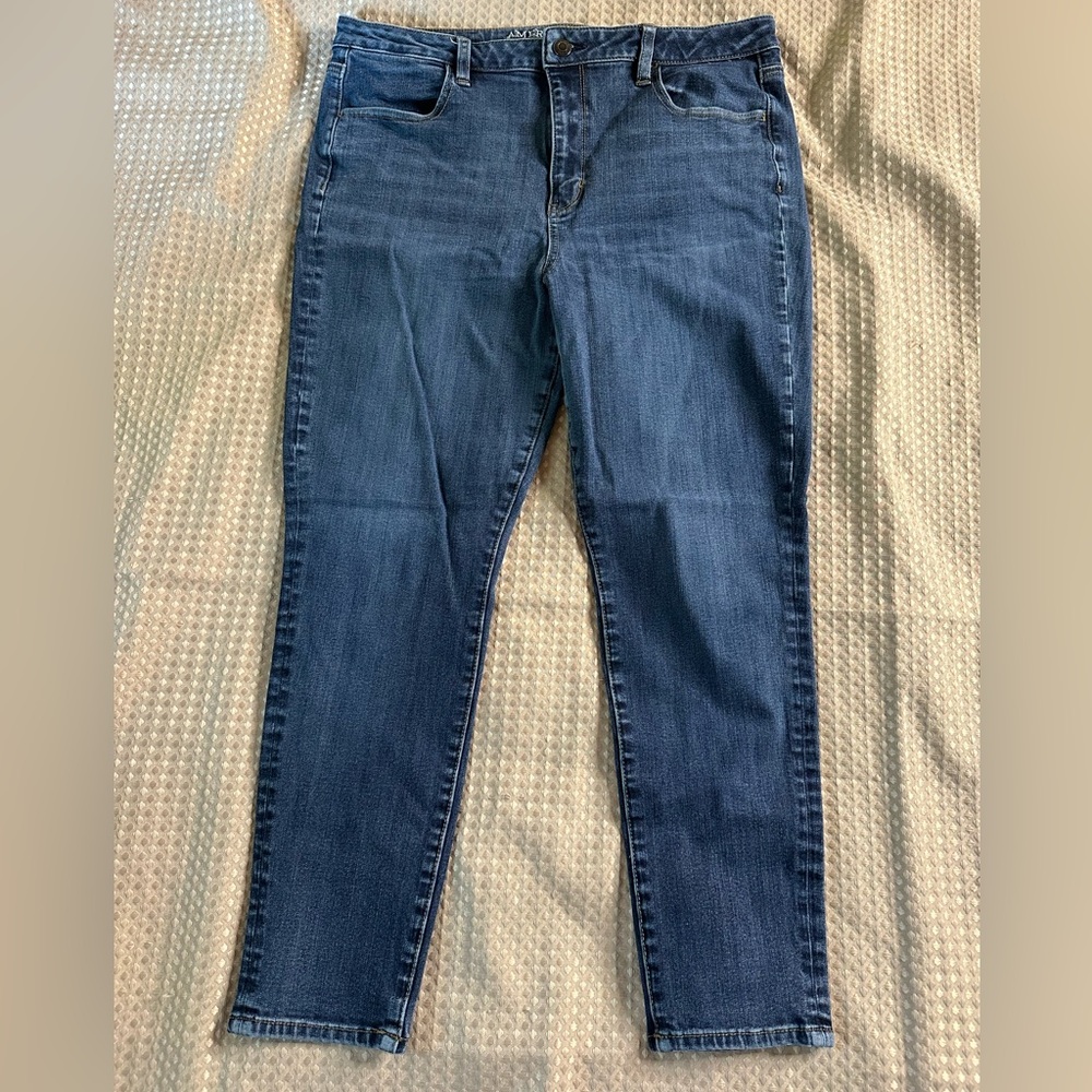 American Eagle Blue Jeggings HR 14 EUC Super Stretch x 4